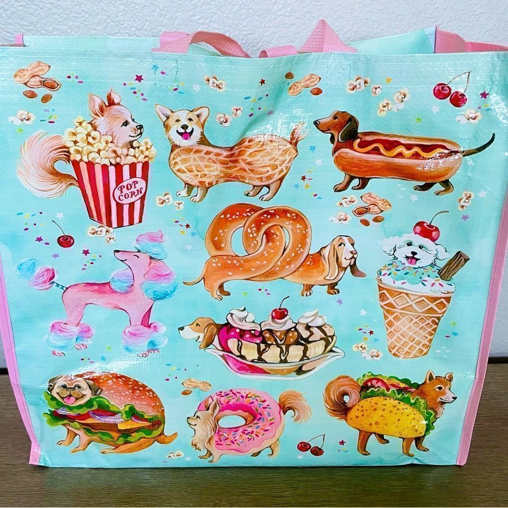 Foodie Snack Food Dogs Print Reusable Eco Shopping Tote Bag